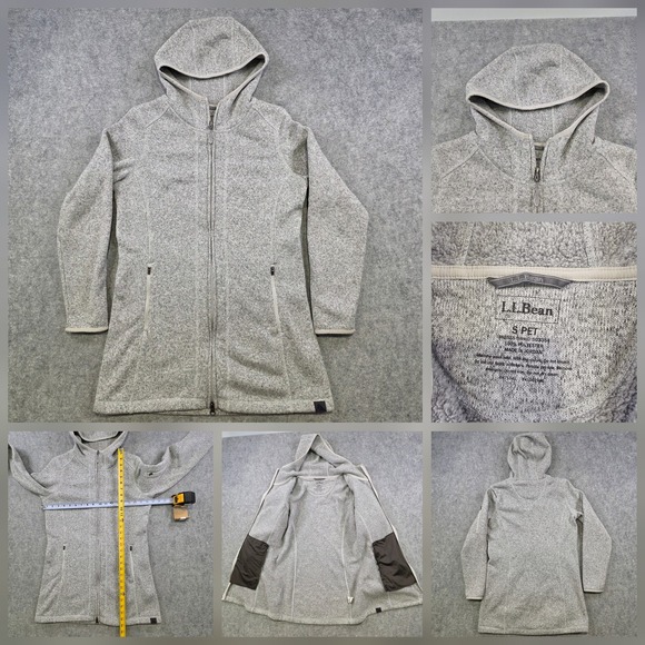 L.L. Bean Jackets & Blazers - LL Bean Sweater Fleece Coat Womens Small Petite Gray Hooded Full Zip Jacket